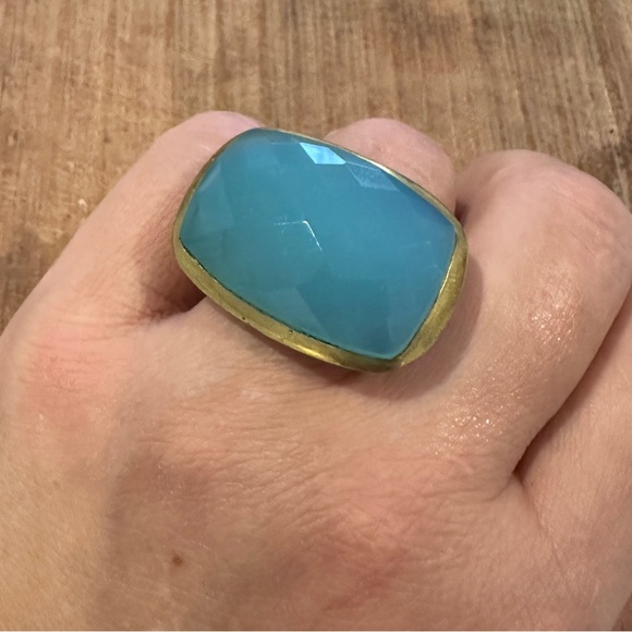 Statement ring that elevates any outfit. Blue chalcedony stone. - Picture 3 of 3